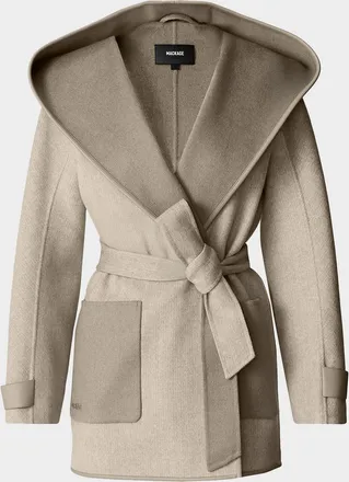 Mackage Paya-HB Double-Face Wool Wrap Coat with Hood