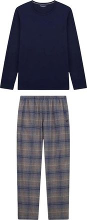 Emporio Armani Lange pyjamaset - Heren - Pyjama - Blauw - M - Katoen - Nachtkleding