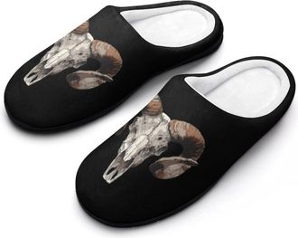 Generic Goat Head Death Metal Funny Mens Cotton Slippers Soft Non-Slip Rubber Sole House Slipper Indoor Outdoor