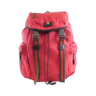 Gucci Red Color Canvas Backpack (Pre-Owned)