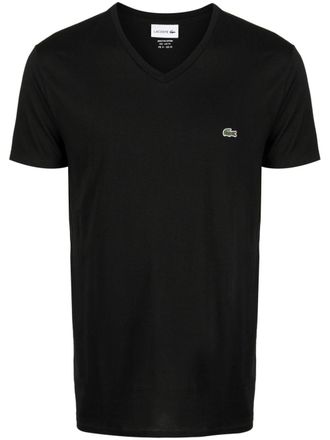 Lacoste T-shirt met V-hals - Zwart