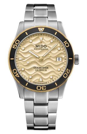 Mido Ocean Star Captain Automatic Bracelet Watch, 39mm in Champagne /Golden at Nordstrom