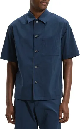 Theory Short Sleeve Button-Up Shirt in Nocturne Navy at Nordstrom, Size Xx-Large