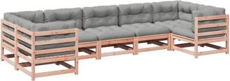 vidaXL Set De Sof&aacute;s Jard&iacute;n 7 Pzas Con Cojines Madera Abeto Douglas Vidaxl