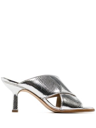 Michael Kors high-shine Gideon mules - women - Leather/Leather/Rubber/Rubber - 7.5 - Silver