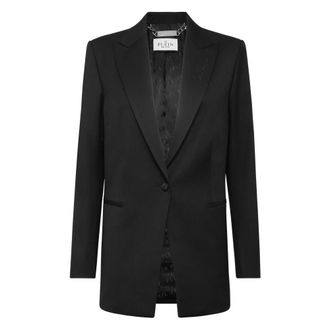 Philipp Plein Blazers, female, Black, Size: L Wool Boyfriend Fit Blazer Fatale