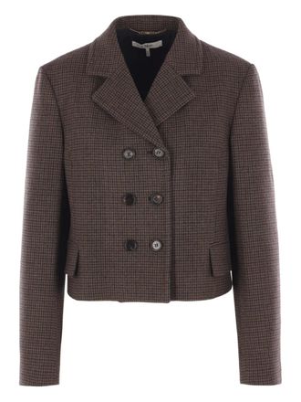 Chloé houndstooth double-breasted jacket - women - Virgin Wool/Viscose/Cotton - 40 - Brown