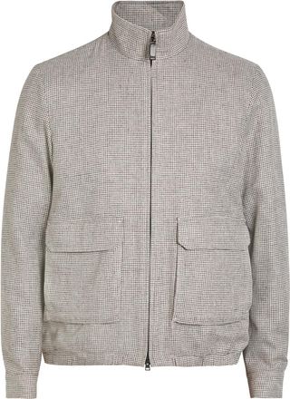 Herno Houndstooth Linen-blend Bomber Jacket - Taupe - 54 (UK44 / Xxl)