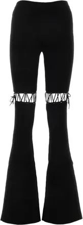 Nensi Dojaka Womens Ripped Viscose Stretch Leggings Black Polyester Nylon