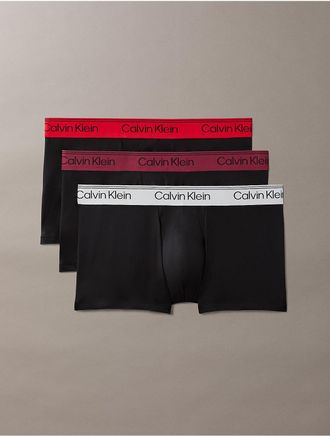 Calvin Klein Mens Microfiber Stretch 3-Pack Low Rise Trunk - Black - XL