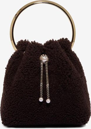 Jimmy Choo London Mini-Bucket-Tasche aus Shearling Bon Bon