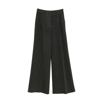 Via Masini 80 Pinstripe Wide-Leg Broeken - Dames - Broeken - Grijs - Maat: M Zijde