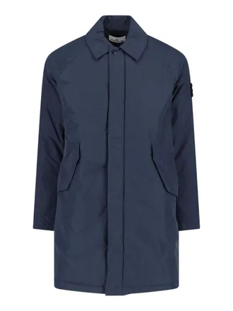 Stone Island Cappotto Imbottito In Micro Twill