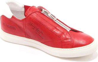 La Martina Italiaanse leren schoenen met rits - Heren - Sneakers - Rood - 39 EU - Leer - Schoenen