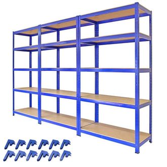 MonsterShop 3 x T-Rax 90cm Blue Racking & Bay Connectors