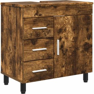 vidaXL Unidad De Tocador De Ba&ntilde;o Roble Ahumado 60 X 35 X 60 Cm Vidaxl