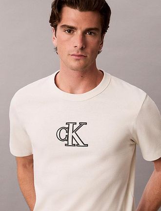 Calvin Klein Camiseta De Punto Pesado Con Aplique Con Logo