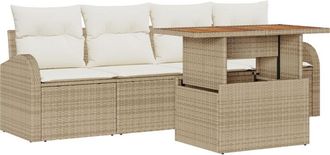 vidaXL Vidaxl - Garden Sofa Set with Storage 5 pcs Beige Poly rattan