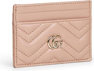 Gucci Womens Pinkish Beige Gg Marmont Card Holder Pink Wallets & Purses
