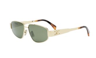 Celine Metal Triomphe Green Pilot Unisex Sunglasses CL40281U 30N 57