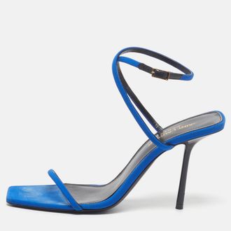 Saint Laurent Saint Laurent Picasso Size 37.5 Blue Suede Ankle Strap Sandals
