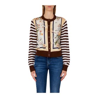 Liu Jo Cardigans, female, Multicolor, Size: L Cardigan with printed twill insert