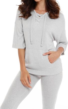 French Kyss Stella Kashmira Short Sleeve Hoodie In Gray