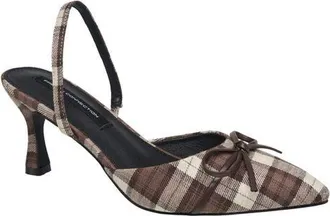 French Connection Bowy Plaid Kitten Heel in Brown Multi at Nordstrom, Size 10