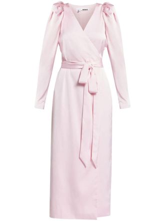 Rotate long-sleeved satin wrap dress - women - Viscose/Polyester/Elastane - 38 - Pink