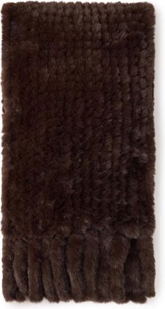 Pinko Pinko, Accessoires, Dames, Bruin, ONE Size, Gebreide sjaal met visoneffect en franjes