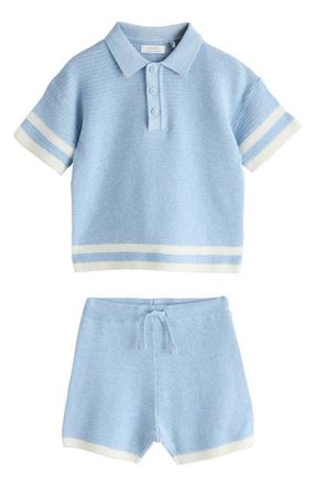 Next Stripe Polo Sweater & Shorts Set in Blue at Nordstrom, Size 1.5-2Y
