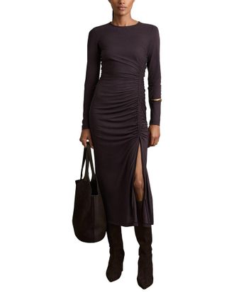 Reiss Rosie Ruched Plain Midi Dress