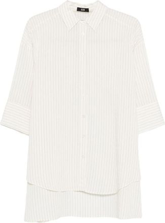 Eleh Oversize Striped Shirt In White Cotton