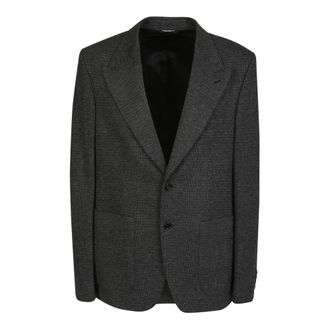 Dolce & Gabbana Blazers, male, Black, L, Checked Knit Black Blazer