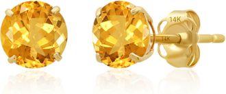 MAX + STONE 14k Yellow Gold 6MM Round Stud Gemstone Earrings