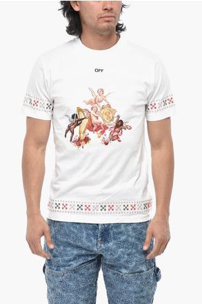 Off-white Slim Fit T-Shirt PUTTI With Print And Embroidery size M