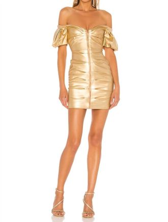 Nookie Zoe Mini Dress In Metallic Gold