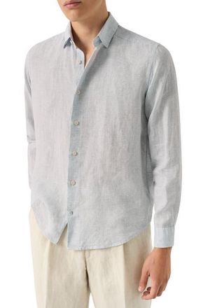 Eton Regular Fit Linen Dress Shirt in Light Blue at Nordstrom, Size Xx-Large