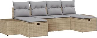 vidaXL Garden Sofa Set with Cushion 6 pcs Beige Poly Rattan vidaXL