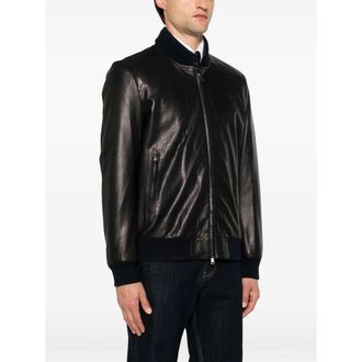 Brioni Grained Lambskin Leather Jacket - Black