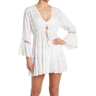 Boho Me Open Front Eyelet Lace Cover-Up in White at Nordstrom Rack, Size X-Small