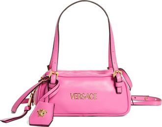 Versace Mini Logo East/West Leather Shoulder Bag in Dragon Fruit Gold at Nordstrom