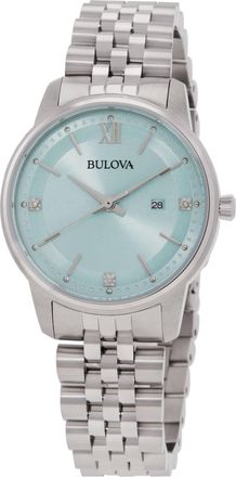 Bulova Diamonds Quartz Light Blue Dial Ladies Watch 96P259