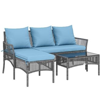 OUTSUNNY Muebles de jard&iacute;n 166x115x79 cm azul claro