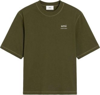 Ami Groene Monogram Crew Neck T-shirts - Heren - T-shirts - Groen - XL - Tops