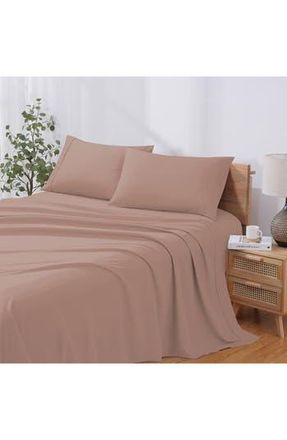 Modern Threads Solid 4-Piece Microfiber Sheet Set in Rose at Nordstrom Rack, Size California King