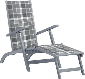 vidaXL Tumbona De Jard&iacute;n Con Reposapi&eacute;s Y Coj&iacute;n Madera Maciza Acacia Vidaxl