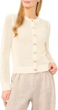 Ted Baker Kayla Pointelle Cardigan in Crystal Cream at Nordstrom, Size X-Small