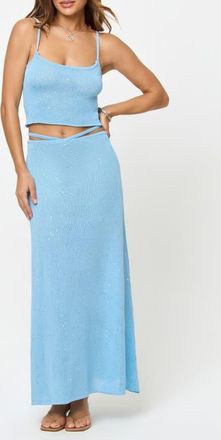 L*Space Last Light Sequin Cover-Up Maxi Sweater Skirt in Sky Blue at Nordstrom, Size X-Large