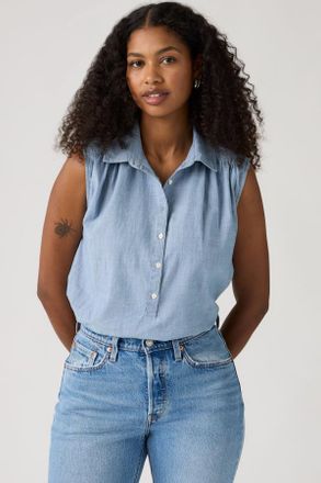 Levi's Londyn Short Sleeve Popover Top - Donna - XS - Blu / Breezy Blues